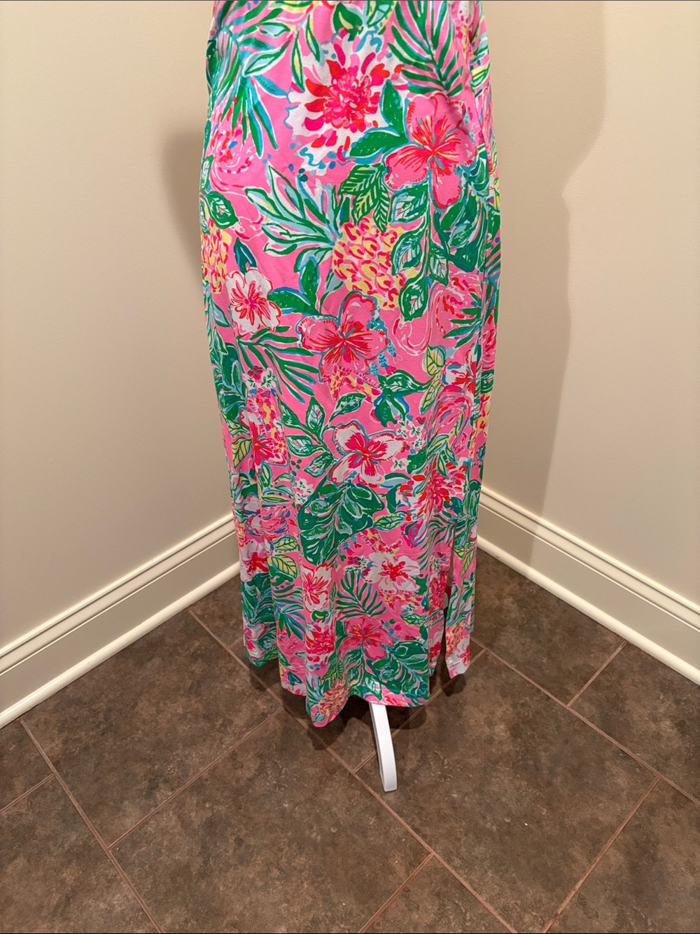 Lilly Pulitzer Pink Floral Tropical Maxi Skirt